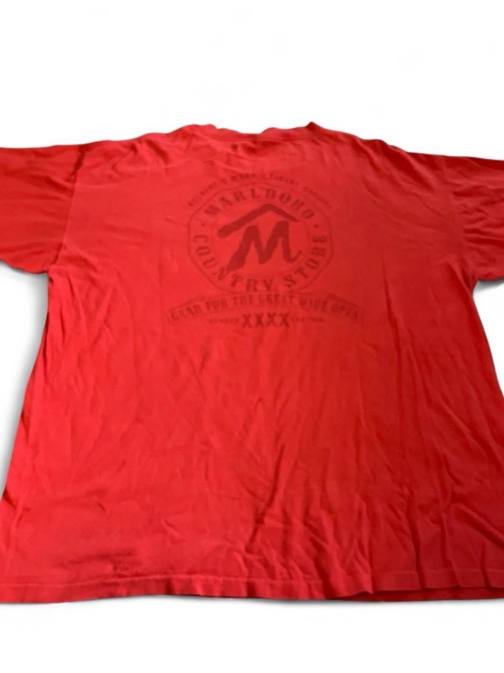 Vintage Marlboro Shirt Mens XL Red 90s Country Store Pocket Tee USA Cowboy West.
